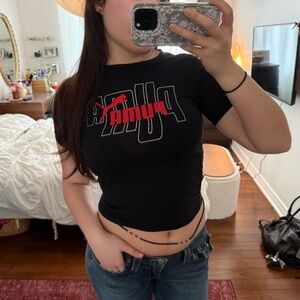 Puma Black Baby Tee with Red Logo